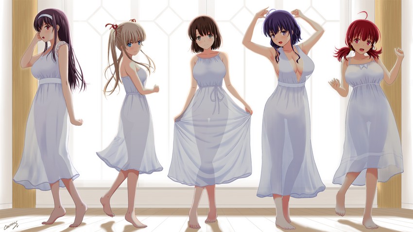 katou megumi, kasumigaoka utaha, sawamura spencer eriri, hyoudou michiru, and hashima izumi (saenai heroine no sodatekata) drawn by satou_chagashi