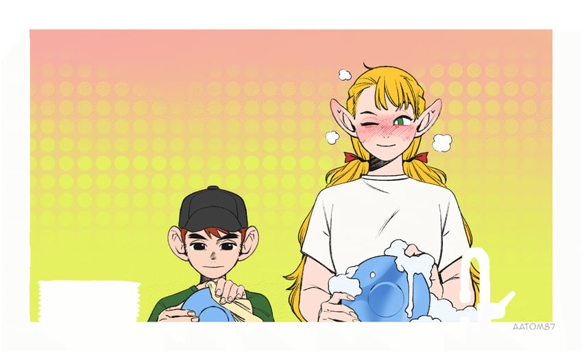 marcille donato and chilchuck tims (dungeon meshi) drawn by aatom87