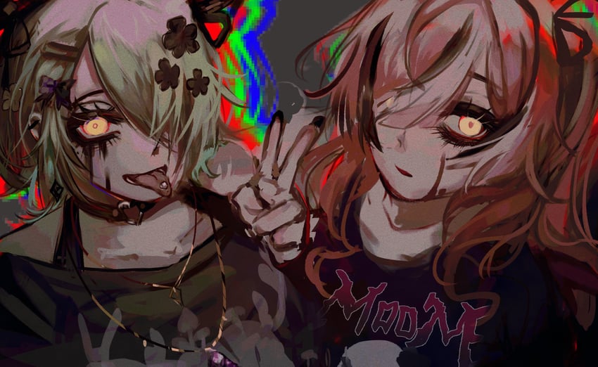 nanashi mumei and ceres fauna (hololive and 1 more) drawn by resenri