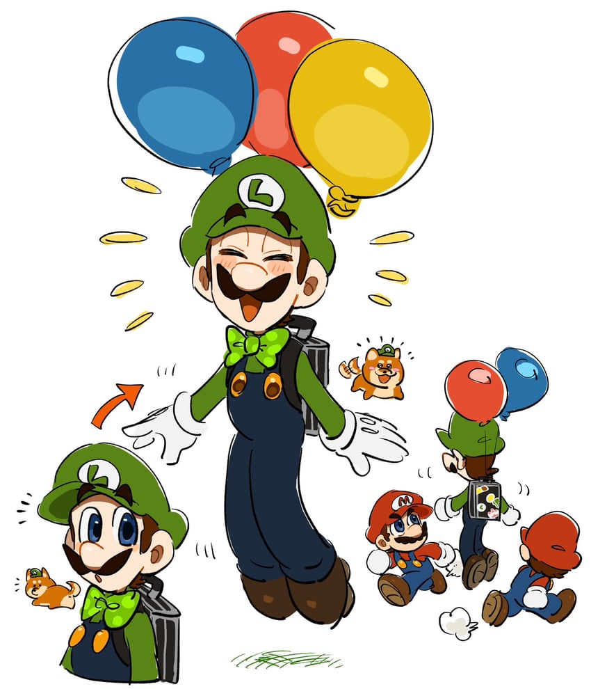mario and luigi (mario and 2 more) drawn by mimimi_(mimimim9999)