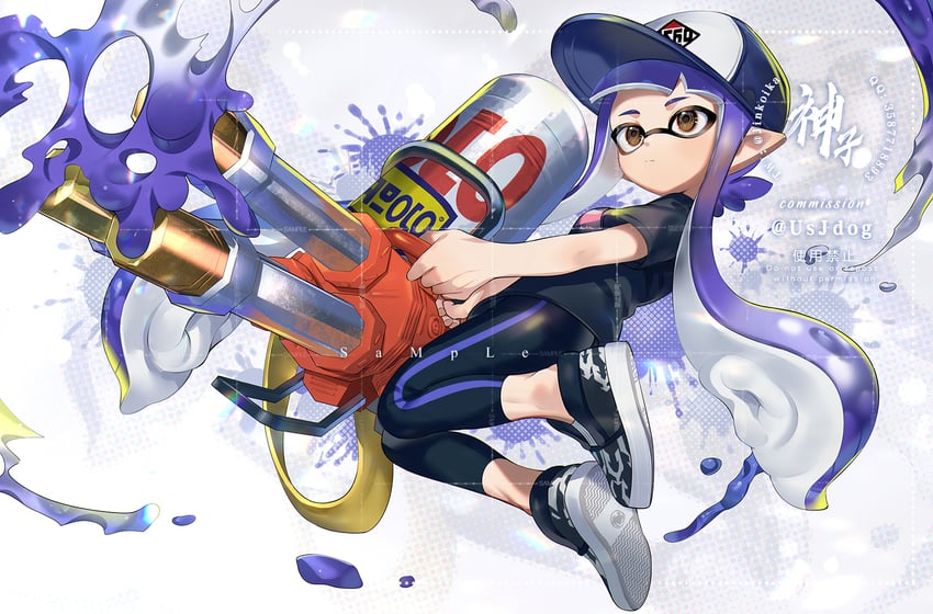 inkling player character and inkling girl (splatoon) drawn by jinkoika