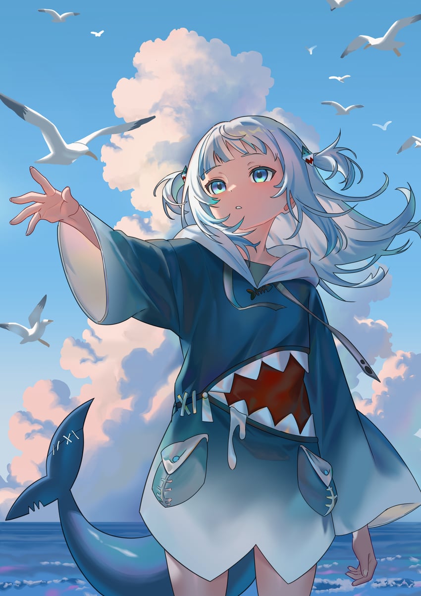 gawr gura (hololive and 1 more) drawn by fluffycatfish