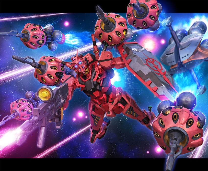 red gundam and kikeroga (gundam and 1 more) drawn by zb_(dawn-blue)
