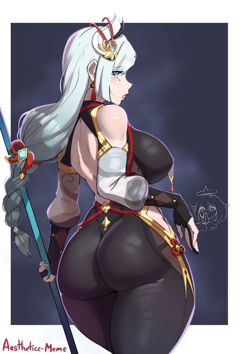 paimon and shenhe (genshin impact) drawn by aestheticc-meme