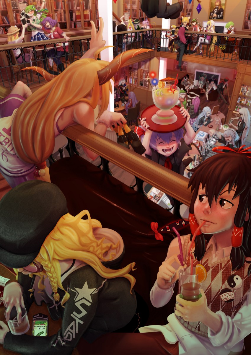 hakurei reimu, kirisame marisa, remilia scarlet, flandre scarlet, izayoi sakuya, and 29 more (touhou and 1 more) drawn by soumakyo