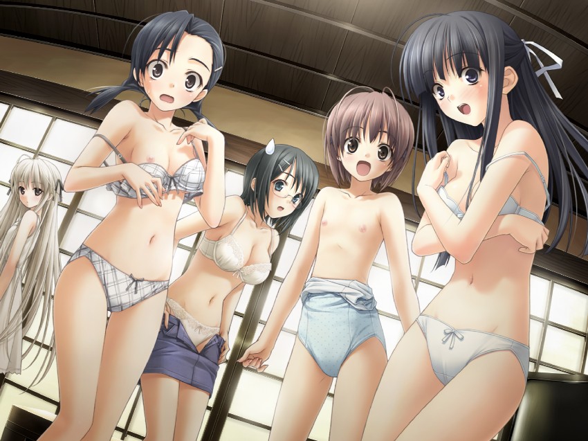 kasugano sora, amatsume akira, yorihime nao, migiwa kazuha, and kuranaga kozue (yosuga no sora and 1 more) drawn by hashimoto_takashi and suzuhira_hiro