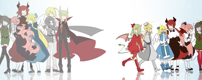 yosafire, rawberry preserves, froze, cranber, macarona, and 7 more (funamusea and 1 more) drawn by maou_skun