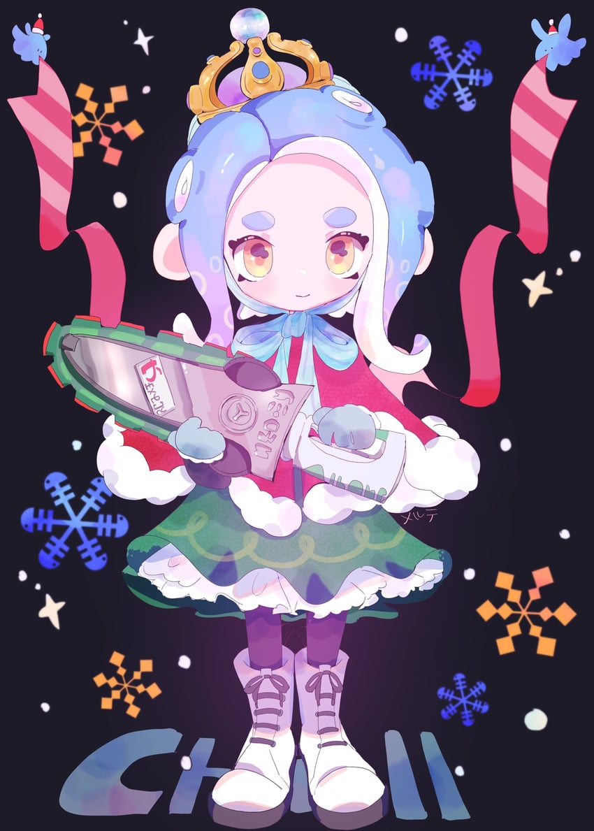 octoling player character and octoling girl (splatoon and 1 more) drawn by merute_spla