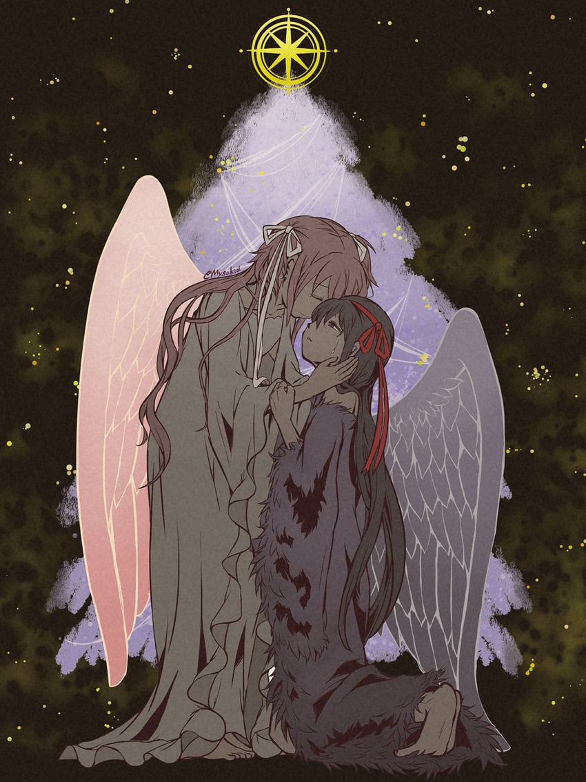 akemi homura and kaname madoka (mahou shoujo madoka magica and 1 more) drawn by mysakid