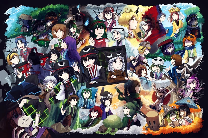 enraku tsubakura, houlen yabusame, senri tsurubami, shitodo kuroji, zuifeng tenkai, and 37 more (len'en) drawn by yamanoskk