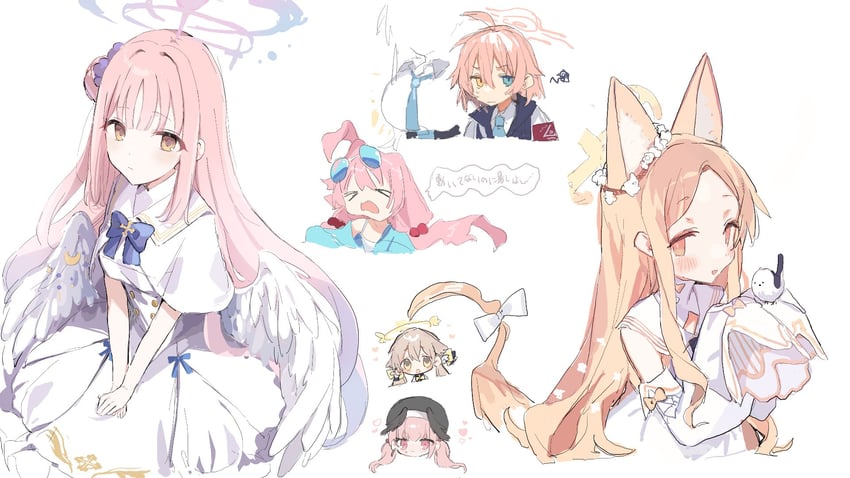 hoshino, mika, koharu, seia, hifumi, and 1 more (blue archive) drawn by ao_(mintz)