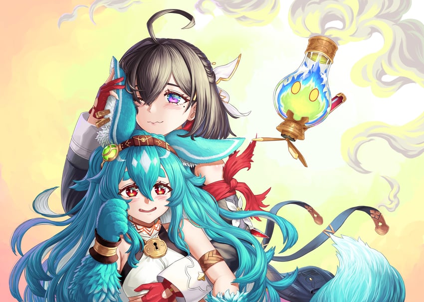 yumia liessfeldt, flammi, and lenja (atelier and 1 more) drawn by okema