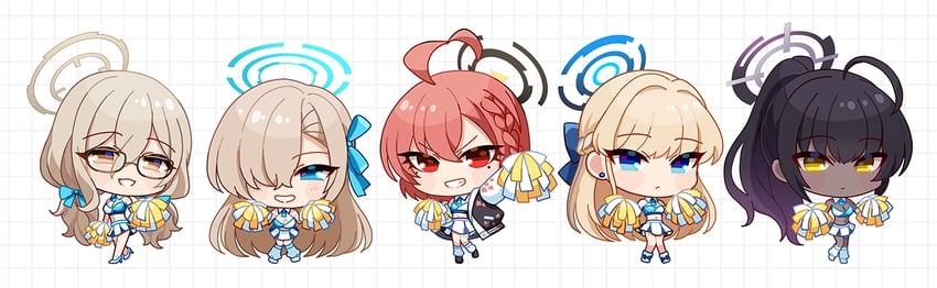 asuna, toki, karin, neru, and akane (blue archive) drawn by sakura_ran