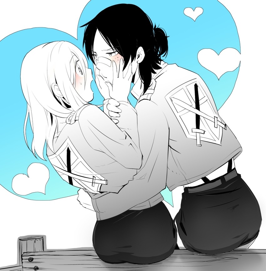 krista lenz and ymir (shingeki no kyojin) drawn by buriki_neko