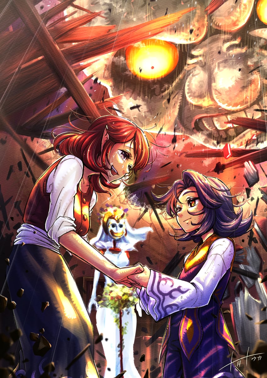 moon, anju, and kafei (the legend of zelda and 1 more) drawn by mihanada-totsuki
