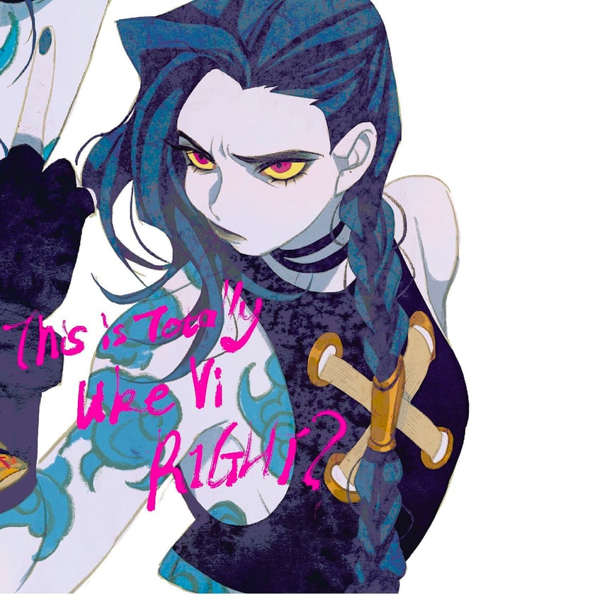 jinx and arcane jinx (league of legends and 1 more) drawn by luoman19921