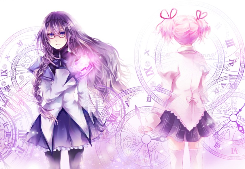 akemi homura and kaname madoka (mahou shoujo madoka magica) drawn by fuu_(goingmyway421)