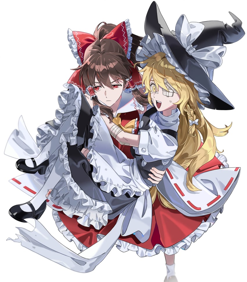 hakurei reimu and kirisame marisa (touhou) drawn by maka_(maka04021)