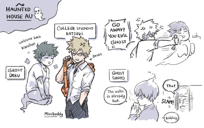 midoriya izuku, bakugou katsuki, and todoroki shoto (boku no hero academia) drawn by minibuddy
