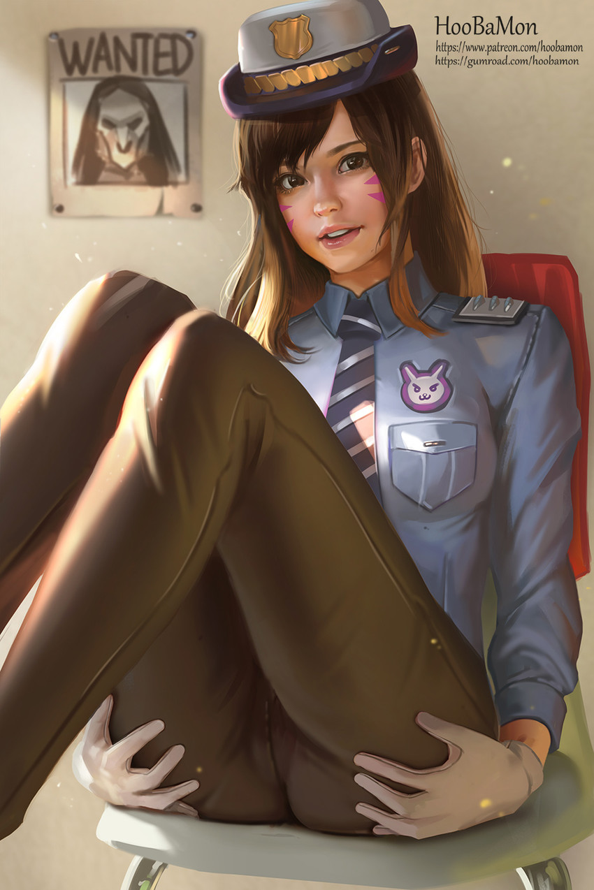 d.va, reaper, and officer d.va (overwatch and 1 more) drawn by hoo_bamon
