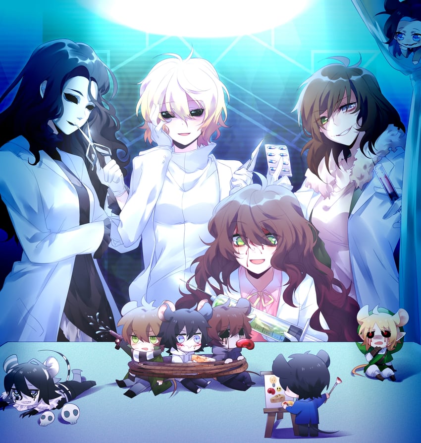 link, jeff the killer, ben drowned, eyeless jack, laughing jack, and 6 more (the legend of zelda and 1 more) drawn by 779762391_(lofter)