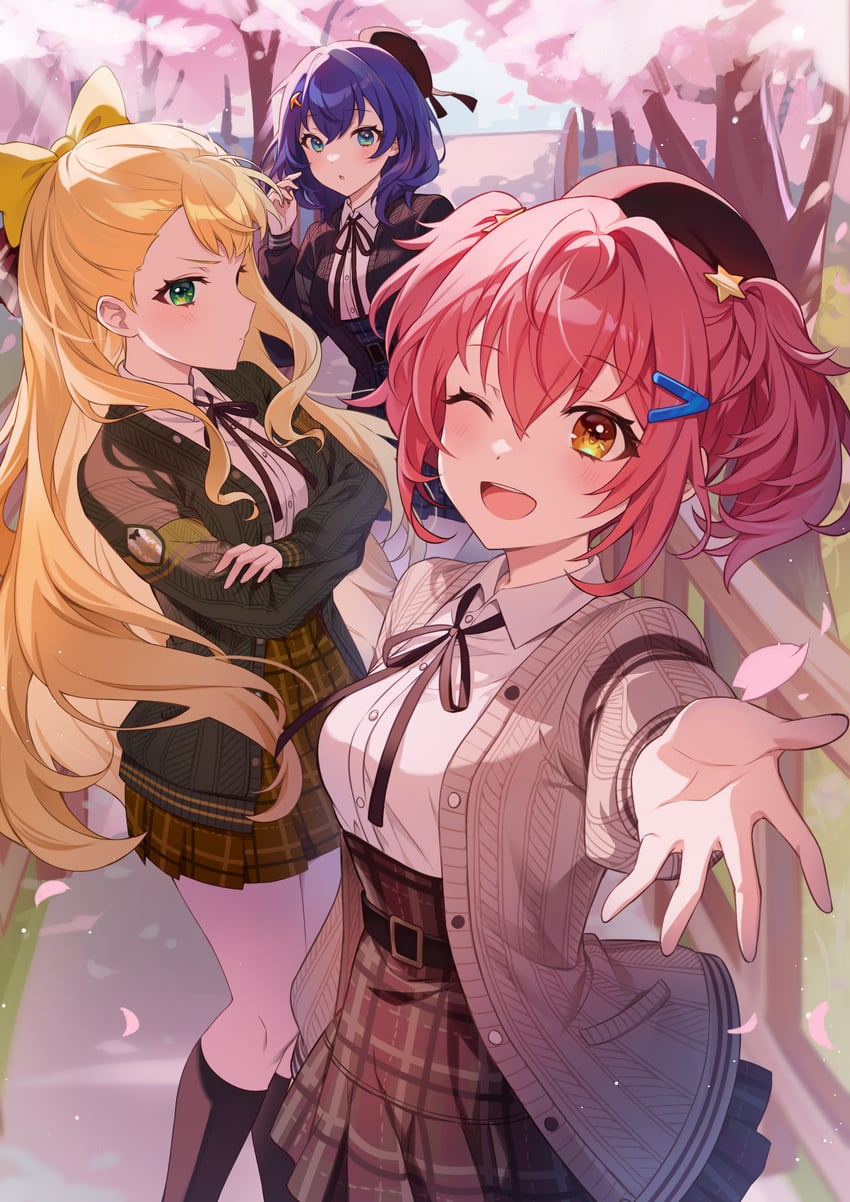 ootori kokona, kathrina griebel, and shizuka (world dai star) drawn by kheng_(k_heng1223)