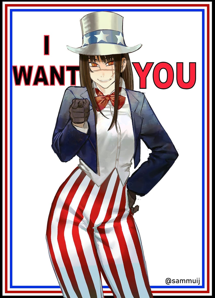 yoru and uncle sam (chainsaw man and 1 more) drawn by sammuij