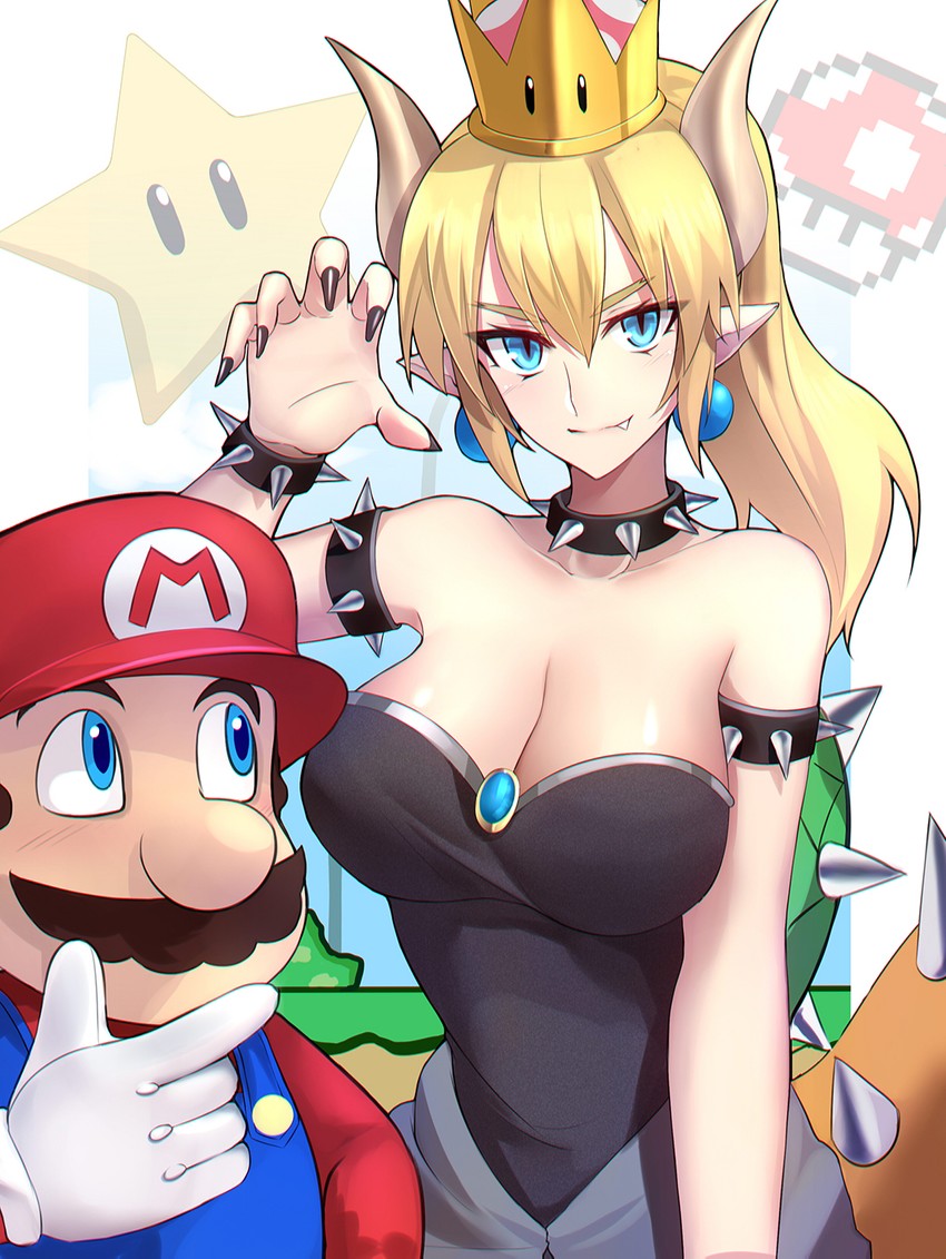 mario and bowsette (mario and 1 more) drawn by shigure_s