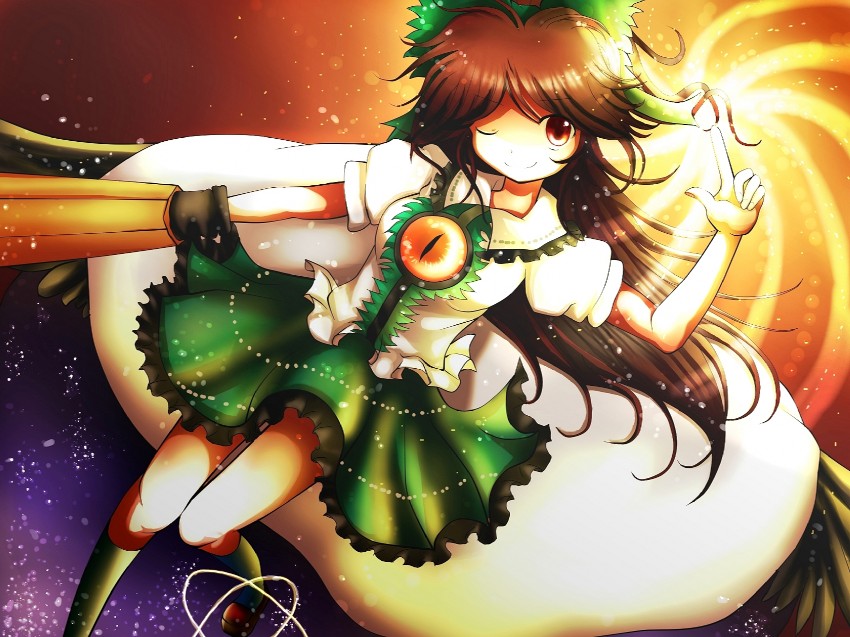 reiuji utsuho (touhou) drawn by wannnya
