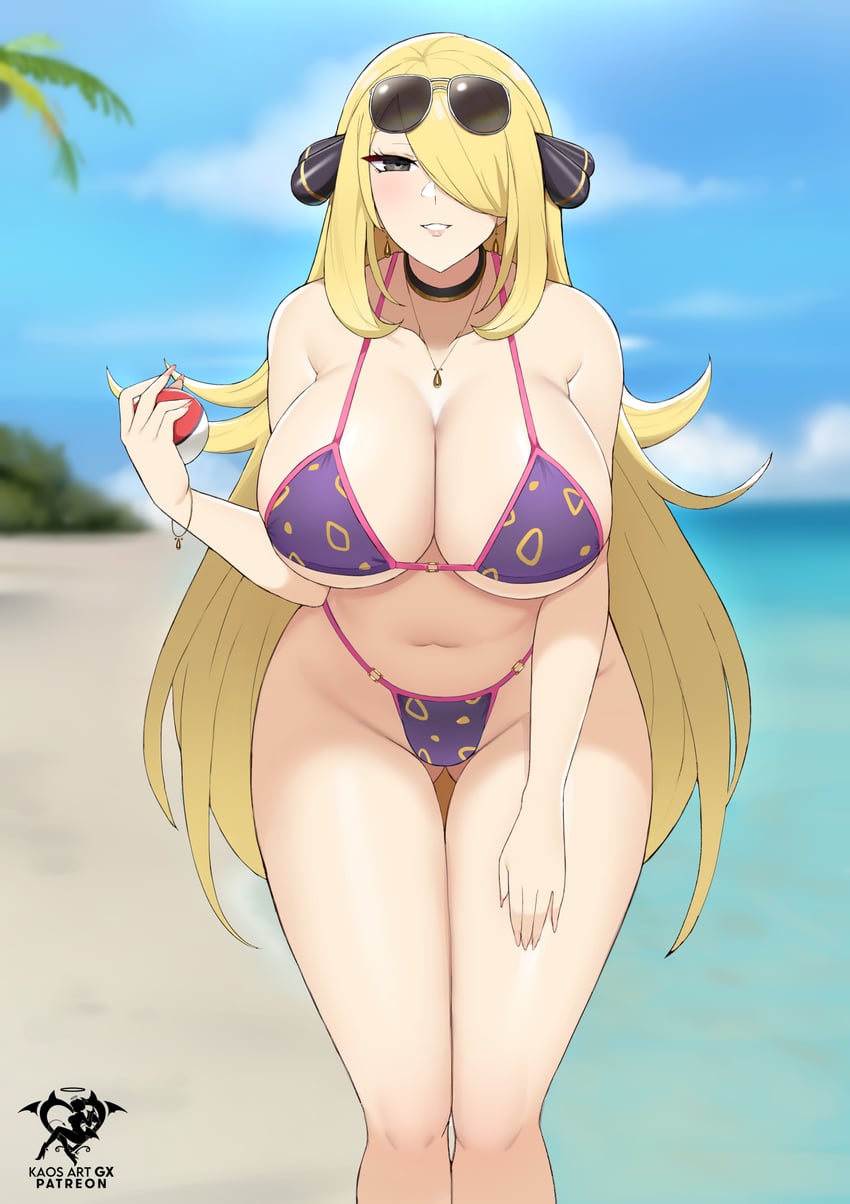 cynthia (pokemon and 1 more) drawn by kaos_art