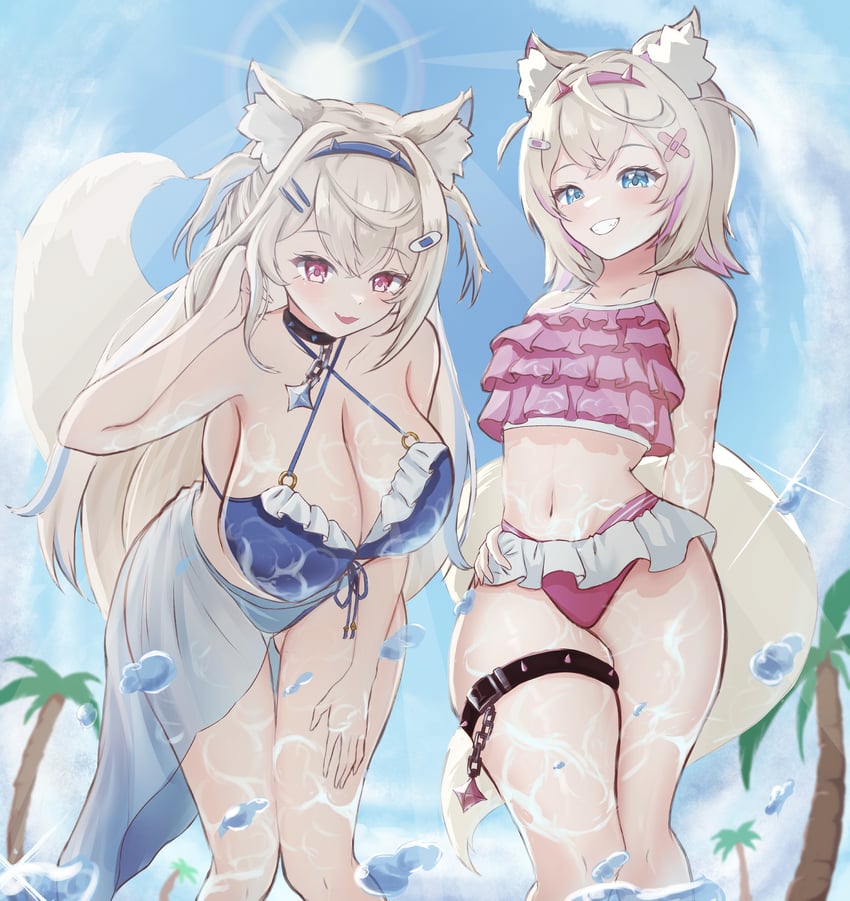 fuwawa abyssgard and mococo abyssgard (hololive and 1 more) drawn by yomocha_skebmu_ji_zhong