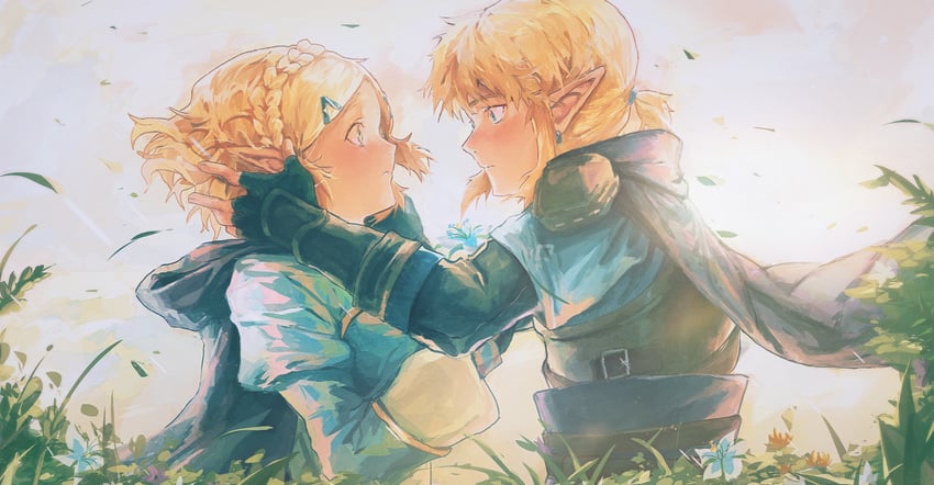 link and princess zelda (the legend of zelda and 1 more) drawn by biamaoosrhrs