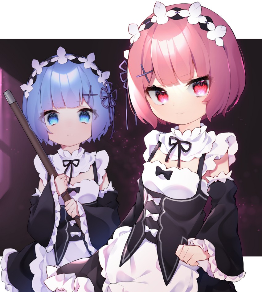 rem and ram (re:zero kara hajimeru isekai seikatsu) drawn by eringikinono