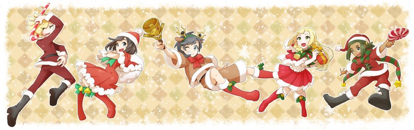 lillie, selene, elio, gladion, and hau (pokemon and 1 more) drawn by miu_(miuuu_721)