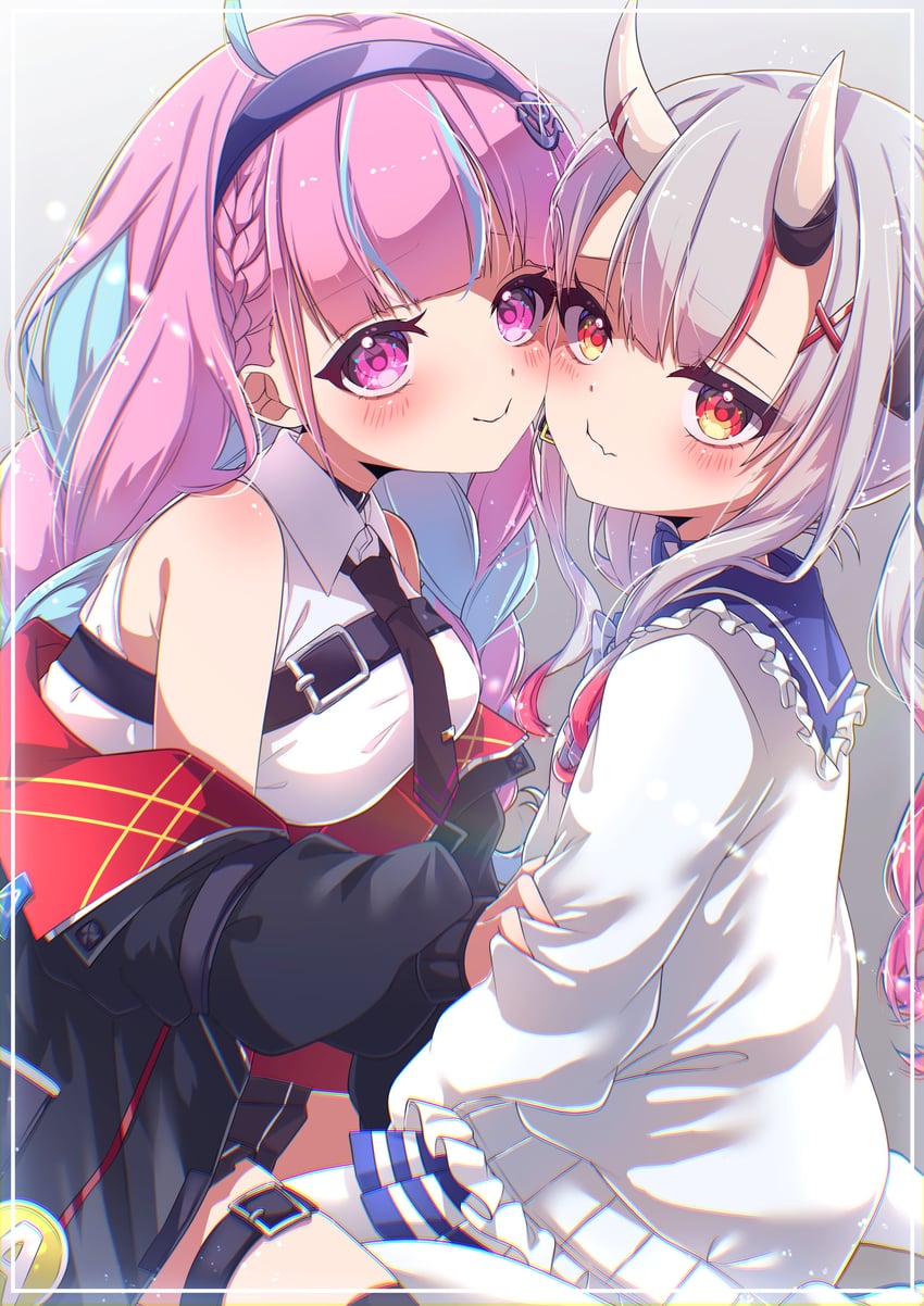 minato aqua and nakiri ayame (hololive) drawn by shiino_nome