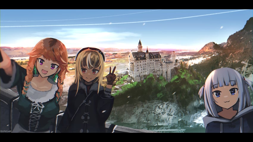 gawr gura, takanashi kiara, and shiranui flare (hololive and 1 more) drawn by advarcher