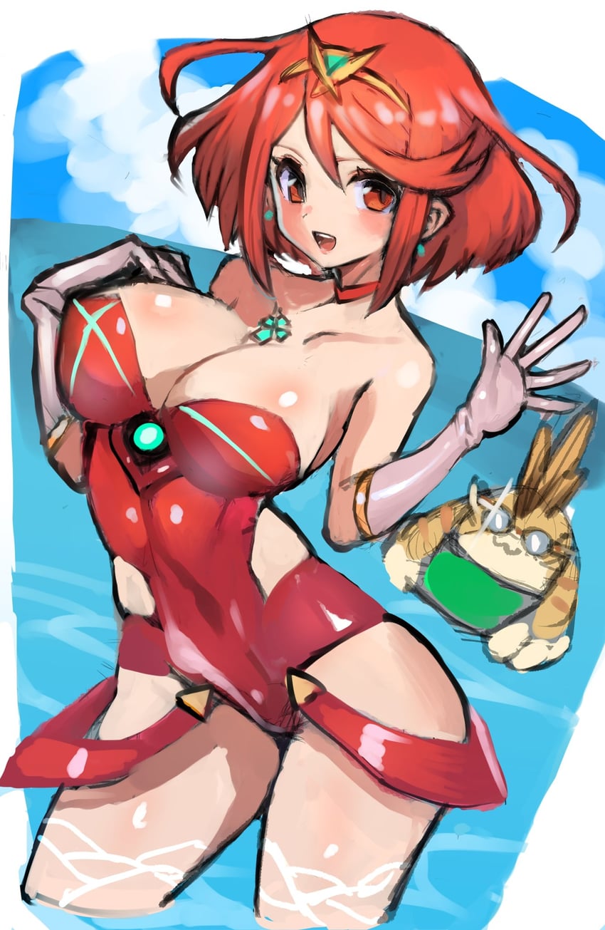 pyra and tora (xenoblade chronicles and 1 more) drawn by dakusuta