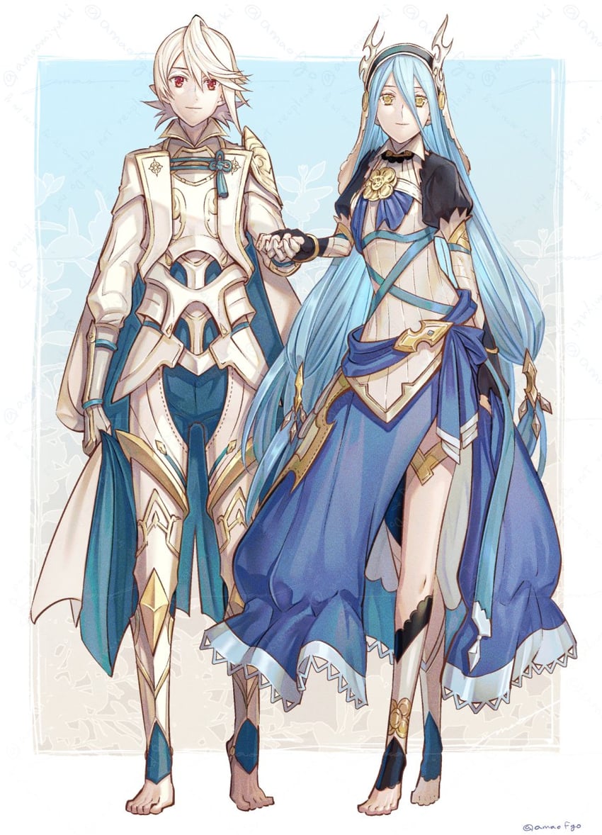 azura and male corrin (fire emblem and 2 more) drawn by amao_miyuki