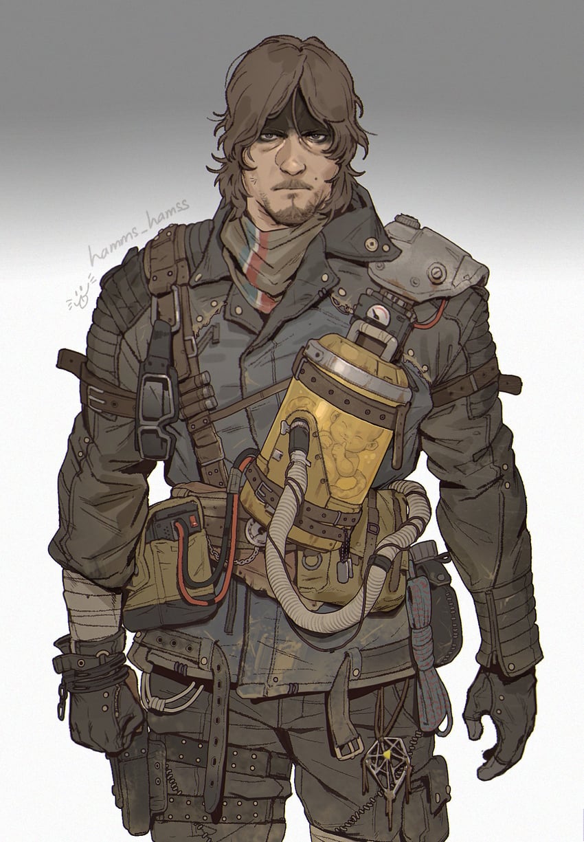 sam porter bridges and bb-28 (death stranding) drawn by hamms_hamss