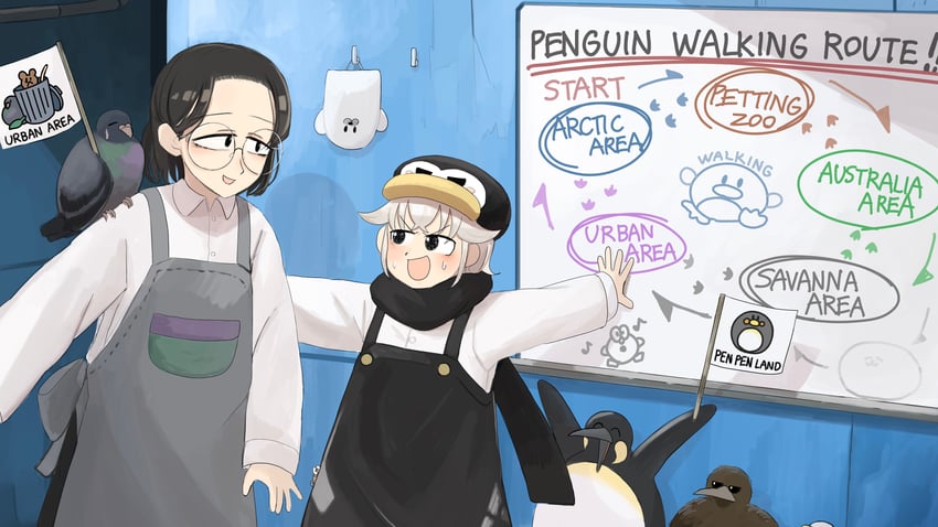 penguin keeper and urban area keeper (zookeepers) drawn by diva_(hyxpk)