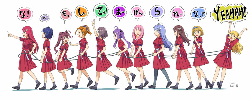 takigawa miu, maruyama akane, saito nicole, fujima sakura, sato reika, and 6 more (22/7) drawn by pizza_man