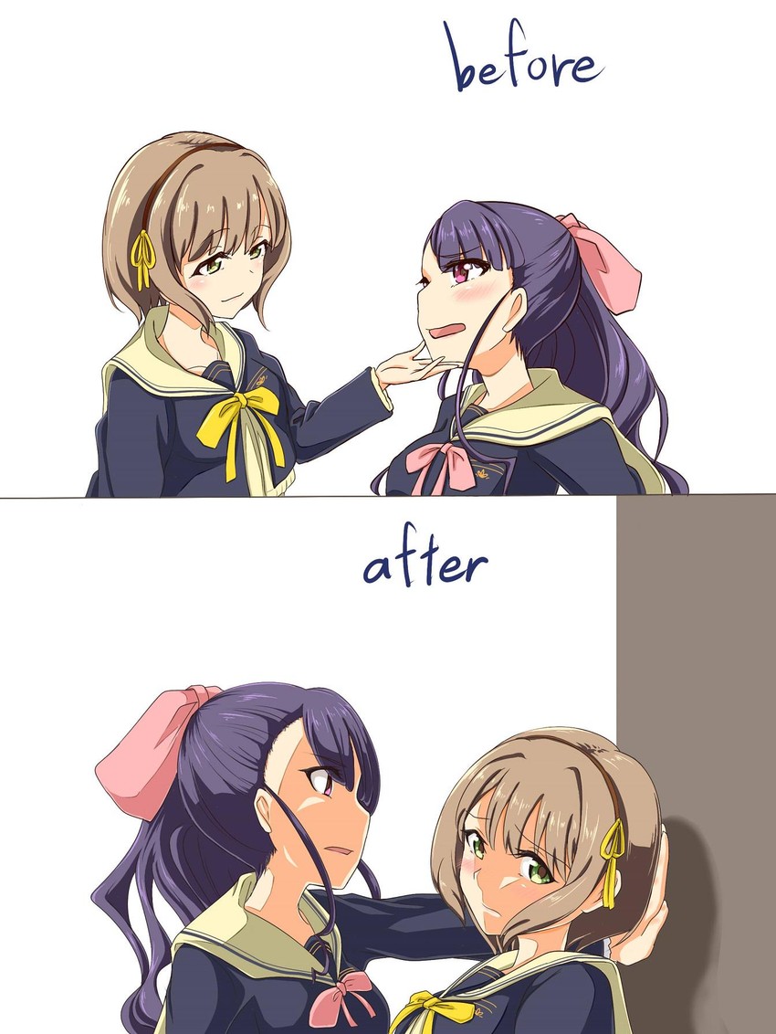 kujou ume and wanibuchi emoko (tokyo 7th sisters) drawn by hanihara