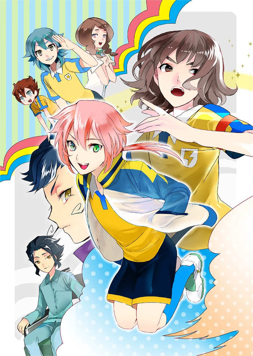 kirino ranmaru, shindou takuto, kariya masaki, matsukaze tenma, tsurugi kyousuke, and 2 more (inazuma eleven and 1 more) drawn by saifu_(sisutakh)