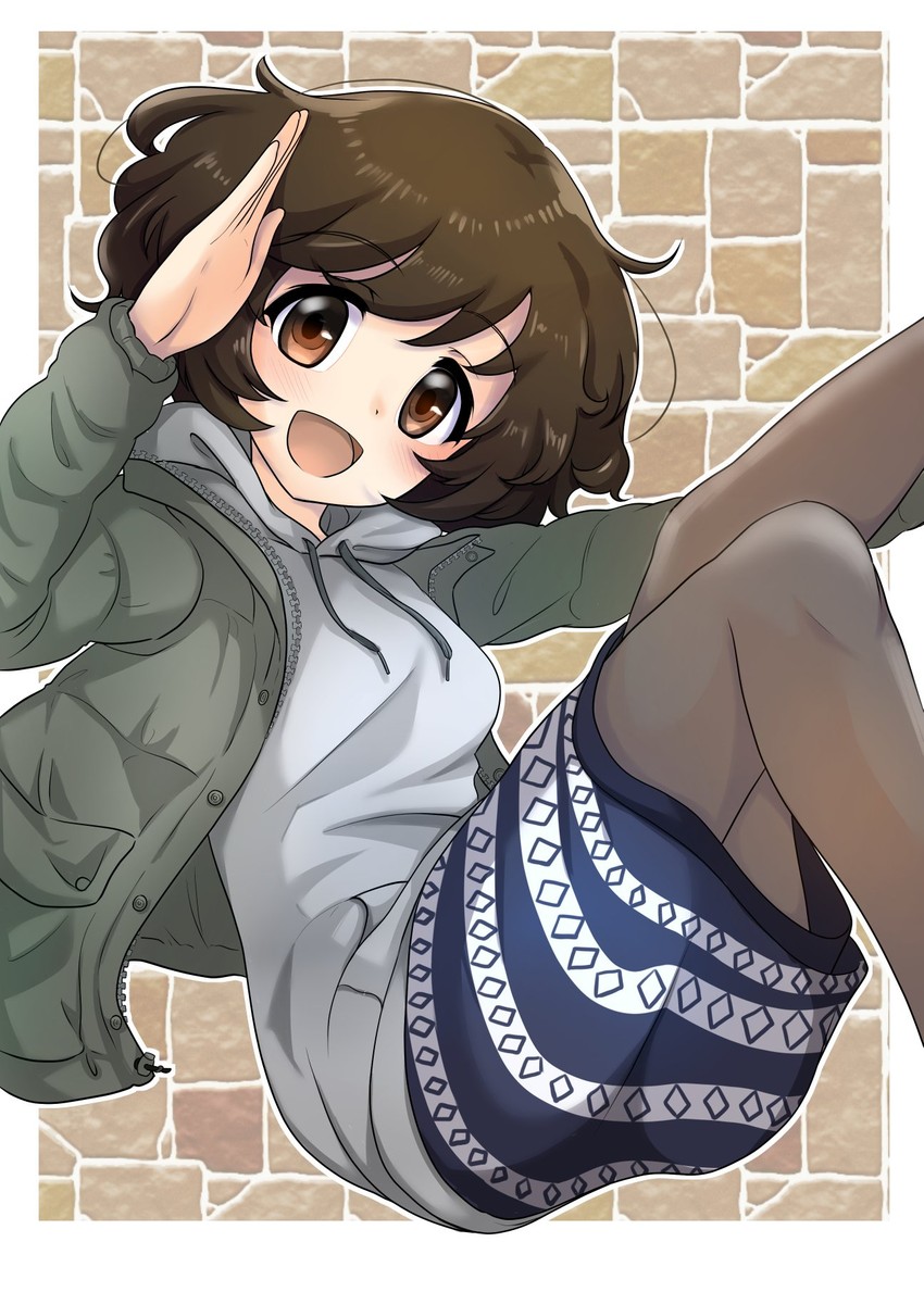 akiyama yukari (girls und panzer) drawn by namatyoco and shiina_excel