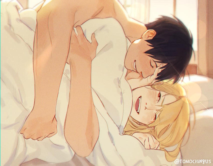 riza hawkeye and roy mustang (fullmetal alchemist) drawn by theo_(tomochingus)