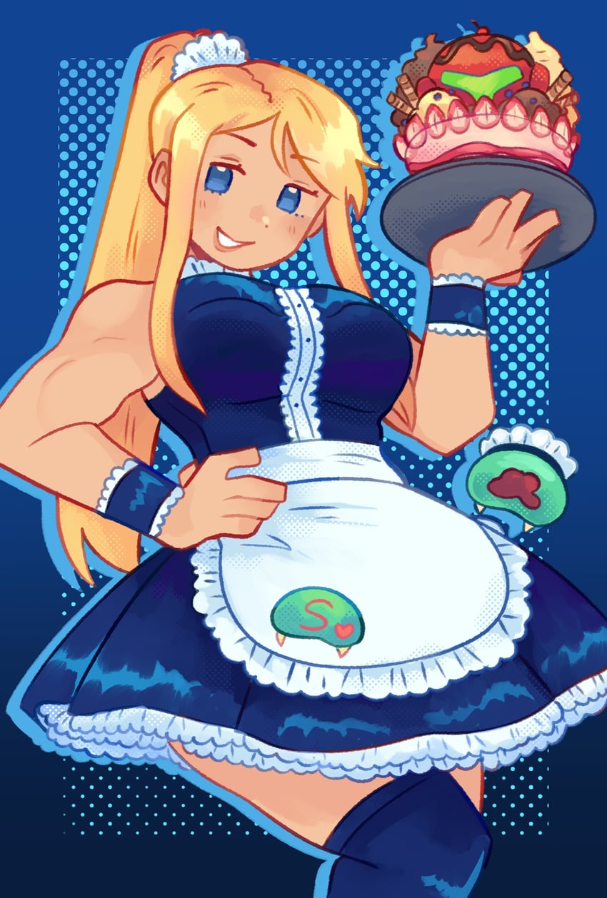 samus aran and metroid (metroid) drawn by hoshizora_lone