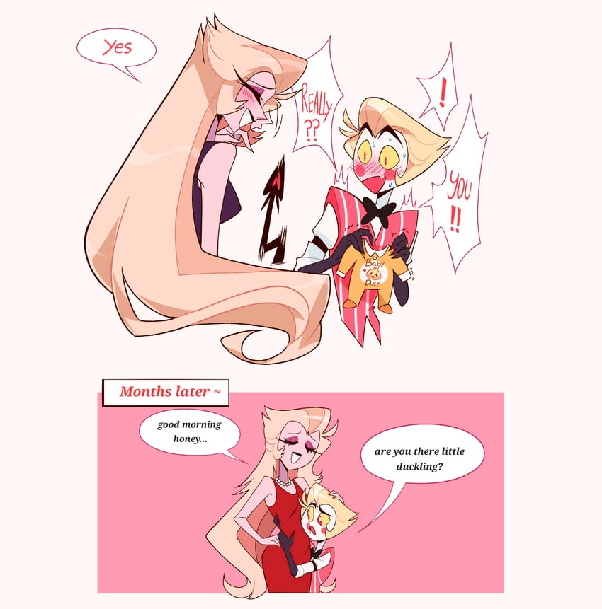 lucifer morningstar, charlie morningstar, and lilith (hazbin hotel) drawn by chandllucky