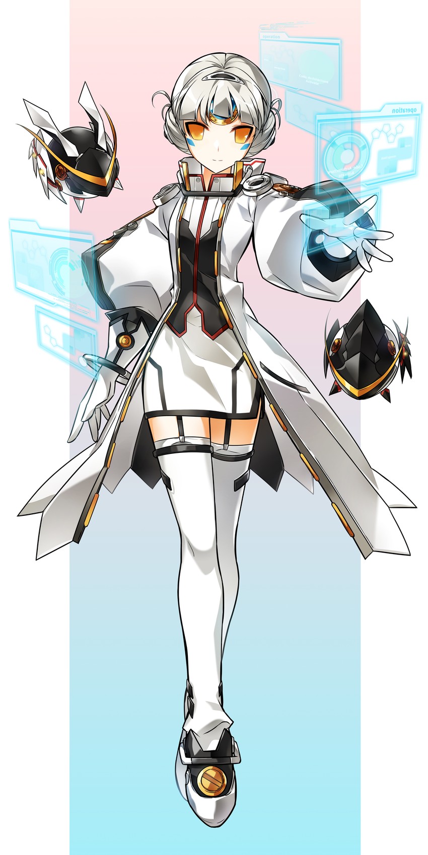 eve, moby, remy, and code: architecture (elsword) drawn by chocorong