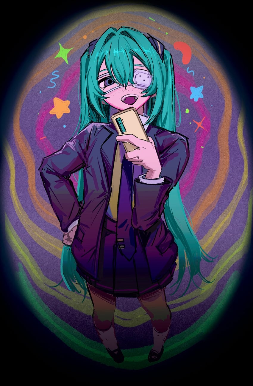hatsune miku (vocaloid and 1 more) drawn by jachu0913