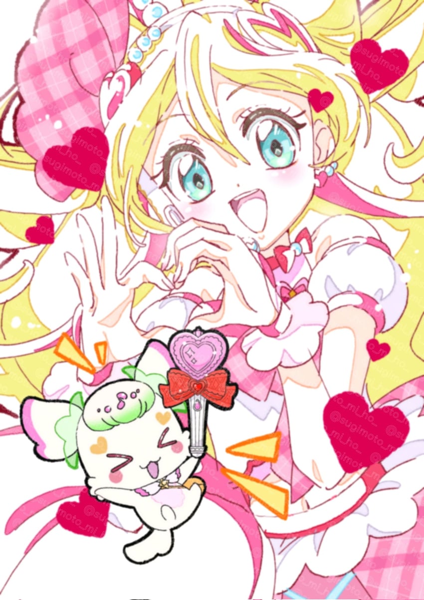 sakura uta, cure idol, and purirun (precure and 1 more) drawn by sugimoto_miho